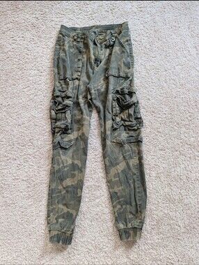Windsor Womens Army Green Camouflage Tapered Utility Cargo Jogger Pants Large